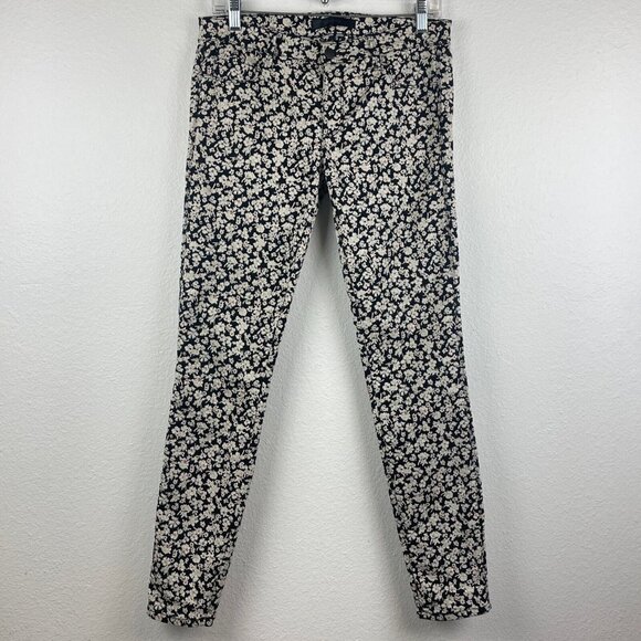 Genetic Denim - Genetic Jeans Women Sz 27 Shane Floral Jacquard Skinny Brocade Denim Black Ivory